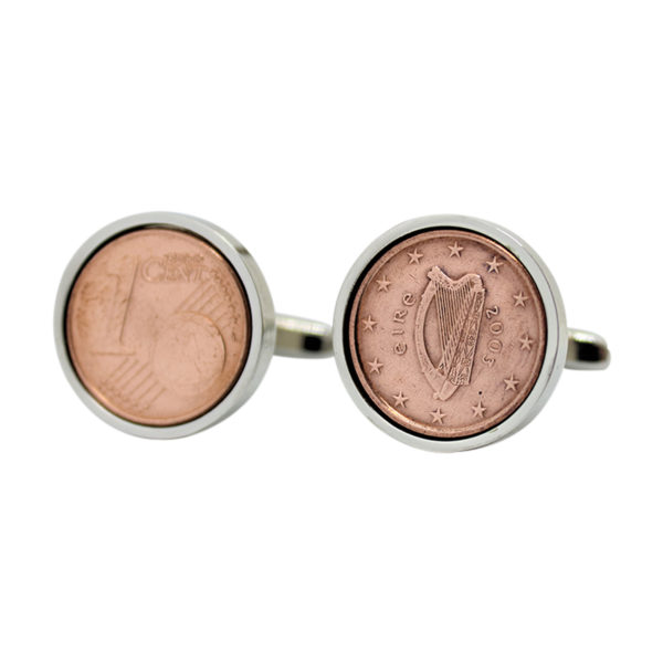 2003 Irish 1 cent coin cufflinks