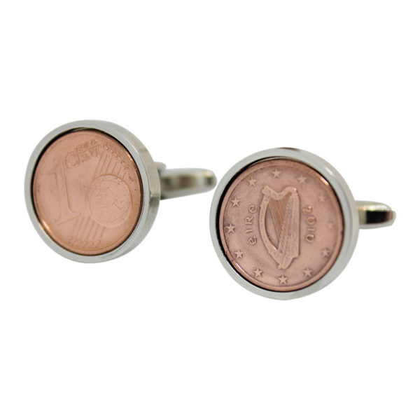 2010 Irish 1 cent coin cufflinks