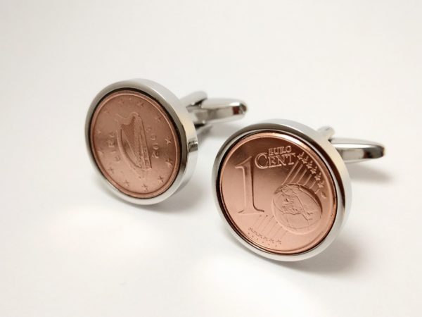 2002 Irish 1 cent coin cufflinks